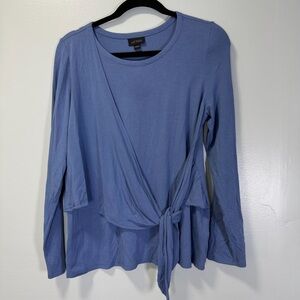 J.‎ Jill Wearever Soft Blue Tie-Front Long Sleeve Top size Small